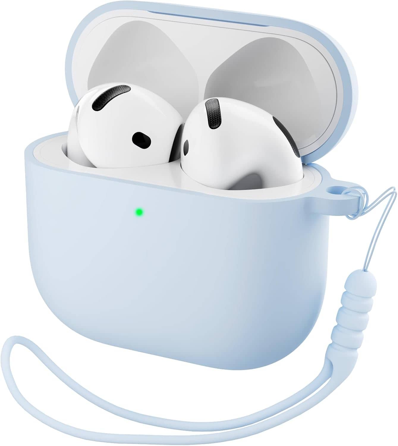 Front. Ornarto - ORNARTO for AirPods 4th Generation Case(2024), Soft Silicone Full Protective Cover with LED Visible - Baby Blue - Baby Blue.