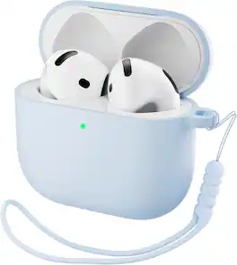 Ornarto - for AirPods 4th Generation Case(2024), Soft Silicone Full Protective Cover with LED Visible - Baby Blue