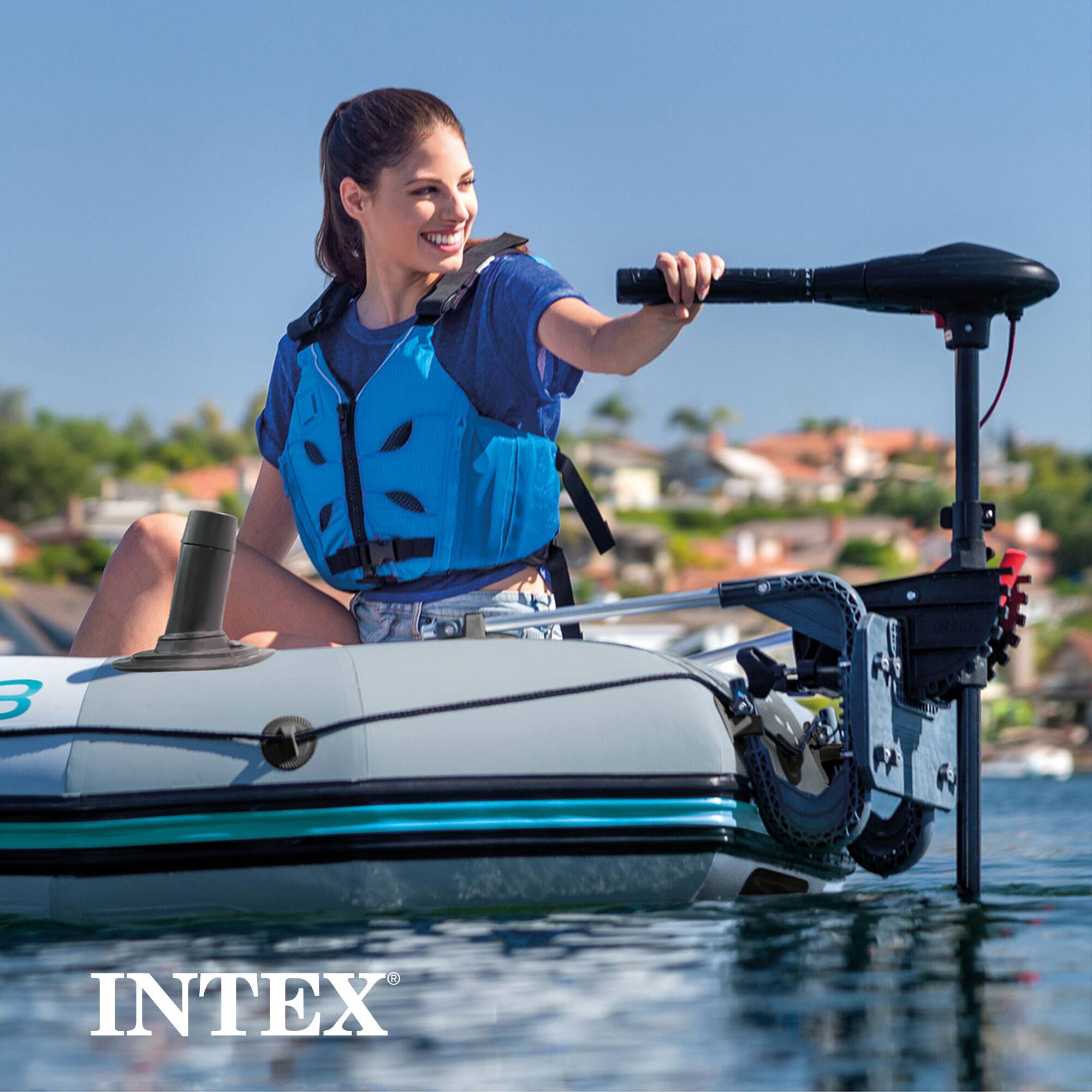 Alt View 7. Intex - Intex Excursion 5 Person Inflatable Fishing Raft Boat with Composite Motor Mount - Gray.