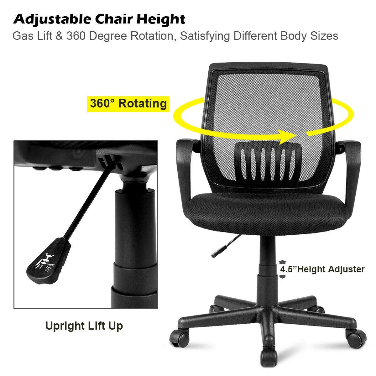 Adjustable Chair Height Gas Lift & 360 Degree Rotation, Satisfying Different Body Sizes

360° Rotating

LIFT DOWN UP

4.5" Height Adjuster

Upright Lift Up