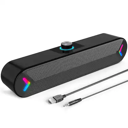 Front. Dazzed Corner - Computer Speakers for PC Desktop,Plug-n-Play - Black.