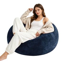 Anysun - 4FT Bean Bag Chair with Memory Foam Filling Soft Flannel Cover Round Sofa for Adults Teens Bedroom Living Room - Blue
