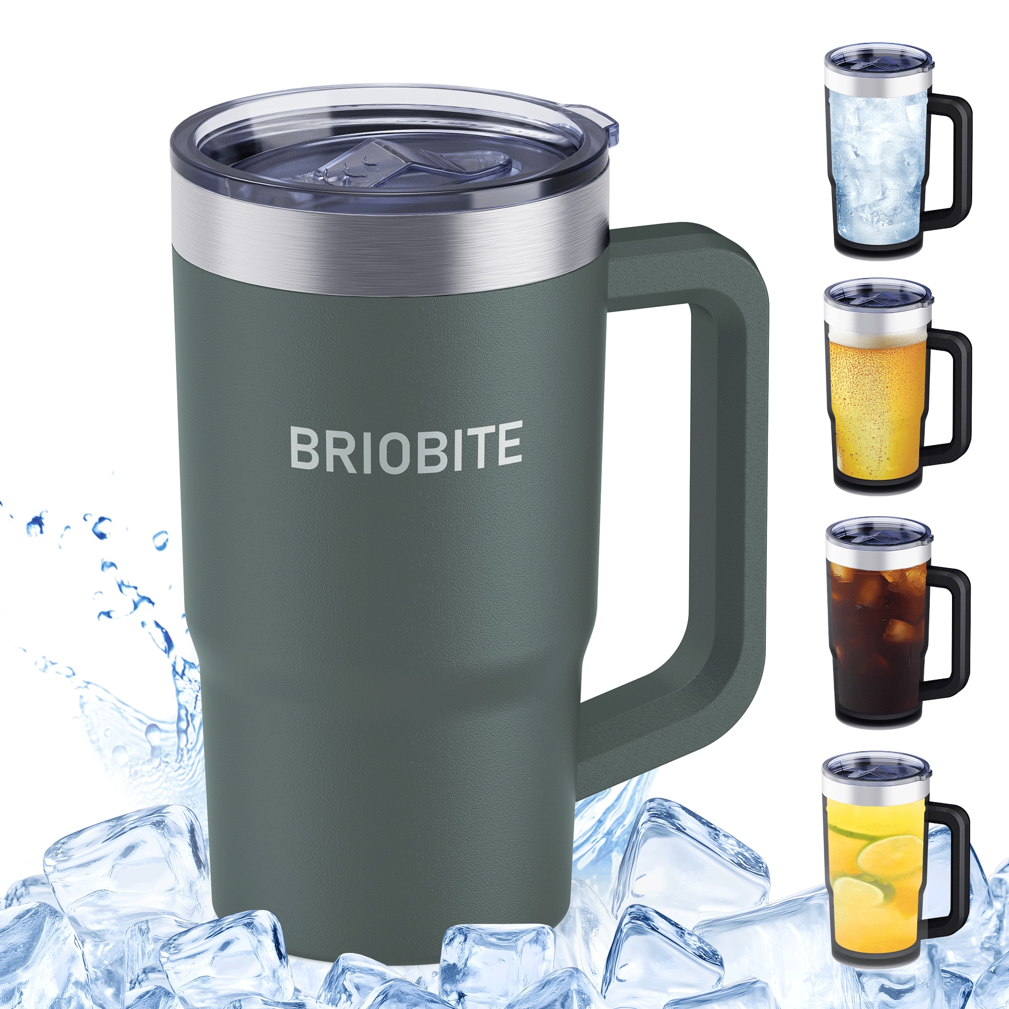 BRIOBITE - 2-in-1 Freeze & Insulated Steel Mug with Lid, 16oz Cup and 25oz Vacuum Mug, BPA-Free for Beer, Soda Cold Drinks - Green price history on PriceWatchPro