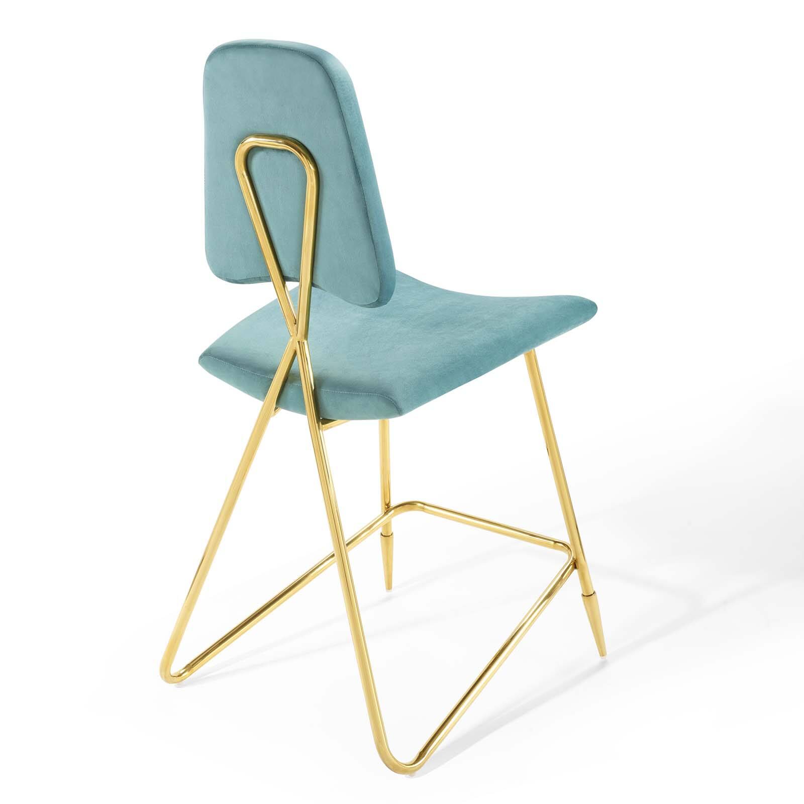 Alt View 3. Modway - Ponder Performance Velvet Counter Stool by Modway - Sea Blue.