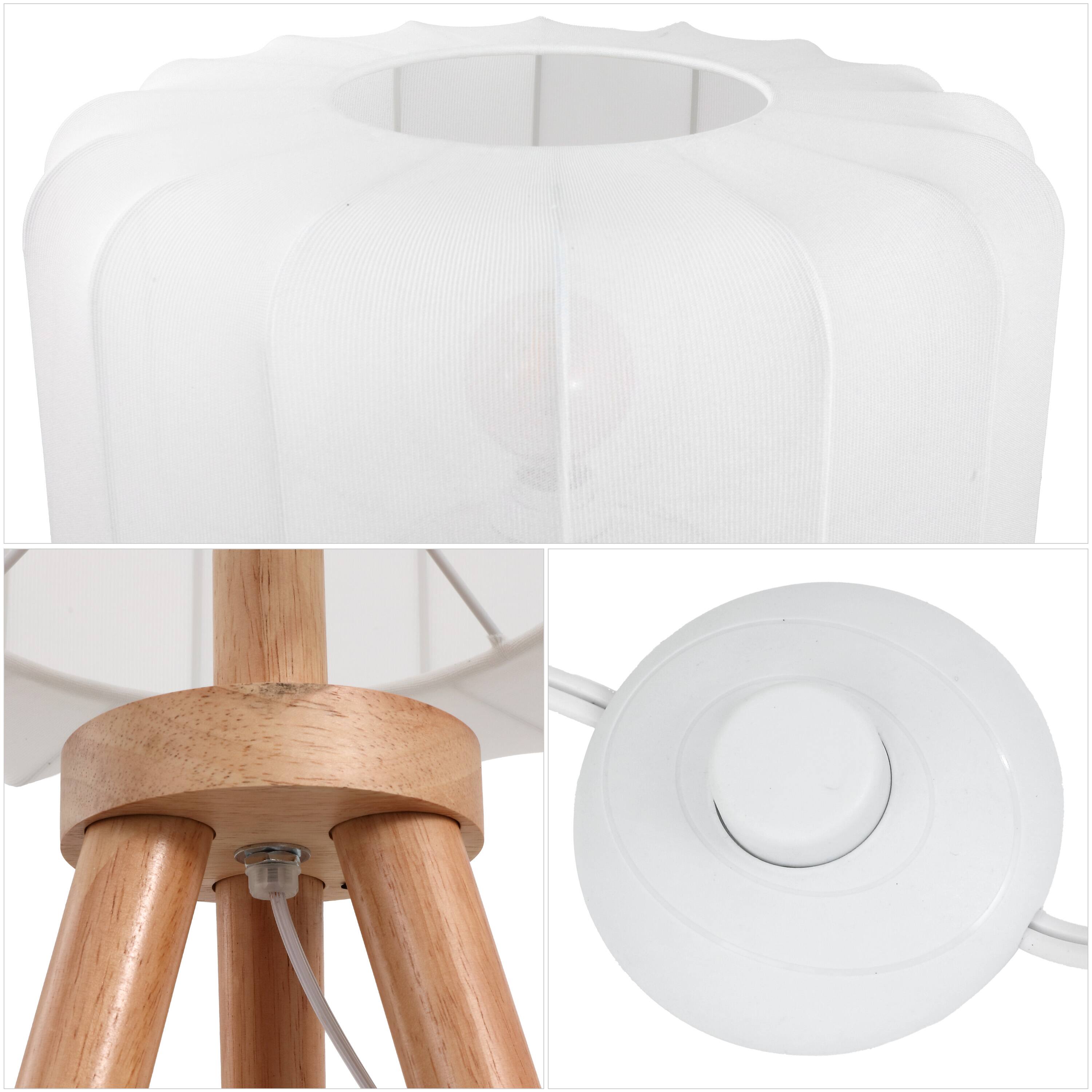 Alt View 4. Jonathan Y - Adriel 52" Mid-Century Modern Tripod Wood with Ribbed Cocoon Pumpkin Shade LED Floor Lamp, White/Light Brown - Light Brown Wood.