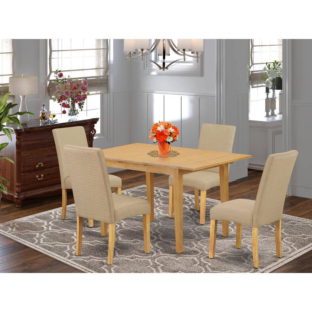 Left. East West Furniture - Dining Room Set Oak - Brown.