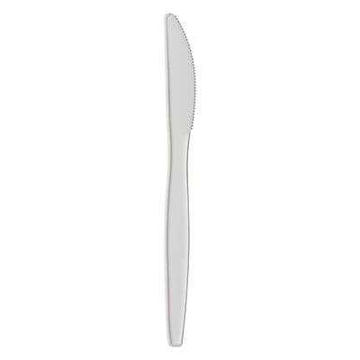 Front. Dixie - Plastic Knife 6-1/4", Medium-Weight, 1000/Pack - White.