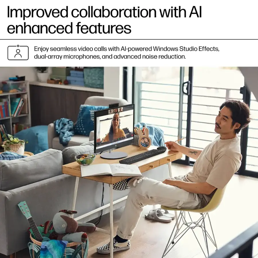 Improved collaboration with AI enhanced features. Enjoy seamless video calls with AI-powered Windows Studio Effects, dual-array microphones, and advanced noise reduction.