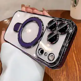 UUCOVER - Magnetic Case for iPhone 18 Pro Max,Shockproof TPU+PC Clear Case Ring Stand Compatible with MagSafe Camera Lens Cover - Darkpurple