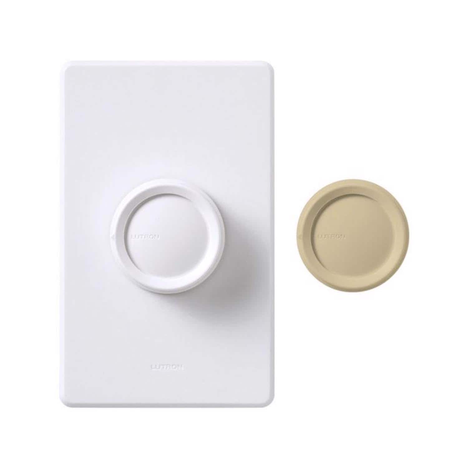 Lutron - 5 amps Single Pole Rotary Fan Control 1 pk - Ivory, White