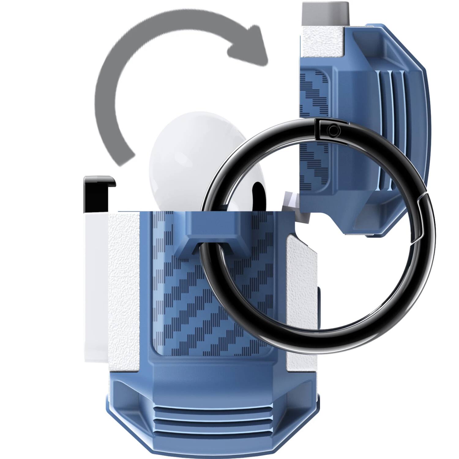 Back. Stock Preferred - Rugged Shockproof Case for AirPods Pro with Keychain & Secure Lock White - White.