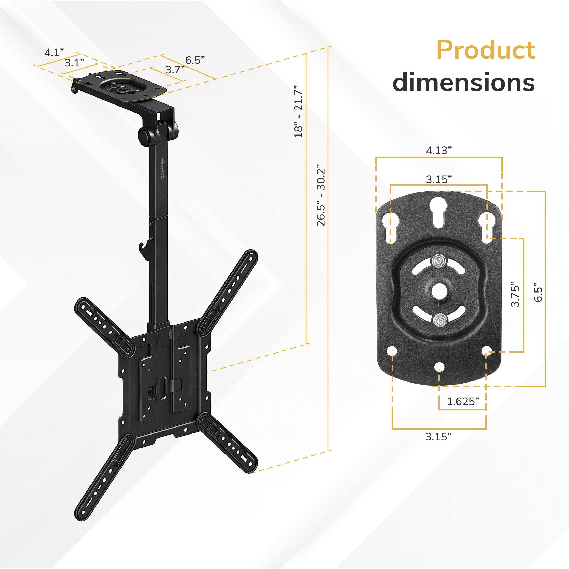 4.1" 3.1" 6.5" 3.7" 18" - 21.7" 18" : Product dimensions 4.13" 3.15" 3.75" 6.5" 1.625" 3.15"
