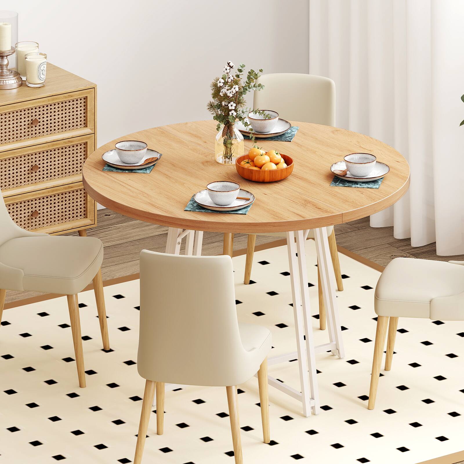 Alt View 4. Gymax - Gymax 47 Inch Dining Table w/8 Metal Supporting Legs & Cross Base for Dining Room - Yellow.