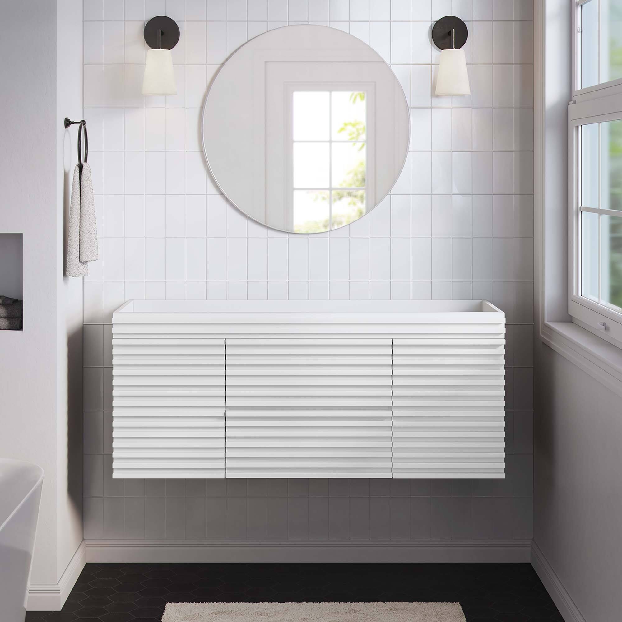 Render 48" Wall-Mount Bathroom Cabinet Basin Not Included by Modway - White