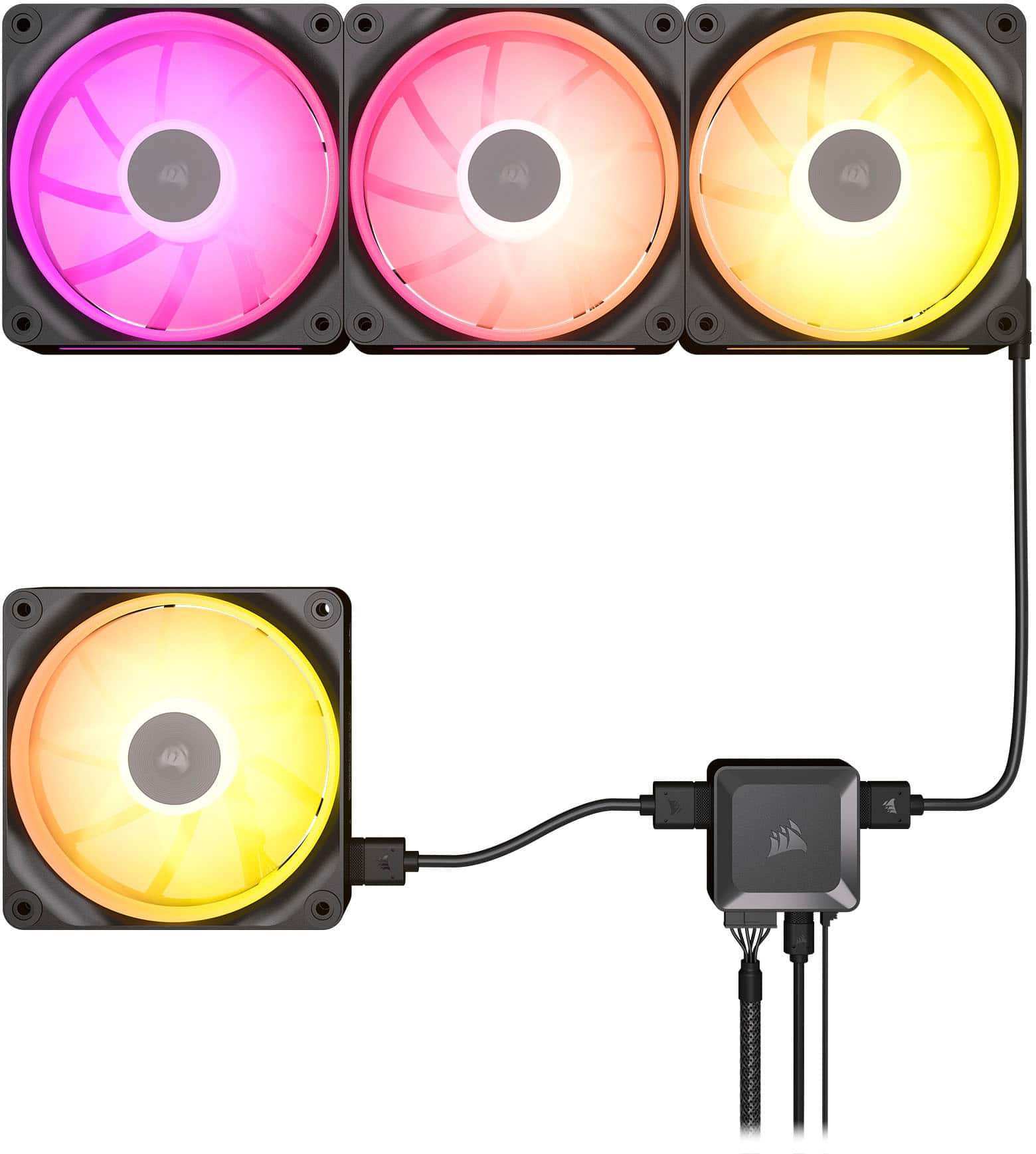 Alt View 22. CORSAIR - CUE LINK LX120 RGB 120mm PWM Fans Starter Kit (3-pack) - Black.