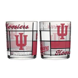 Logo Brands - Indiana Hoosiers 12oz. Quilted Stained Two-Pack Rocks Glass Set - Multicolor