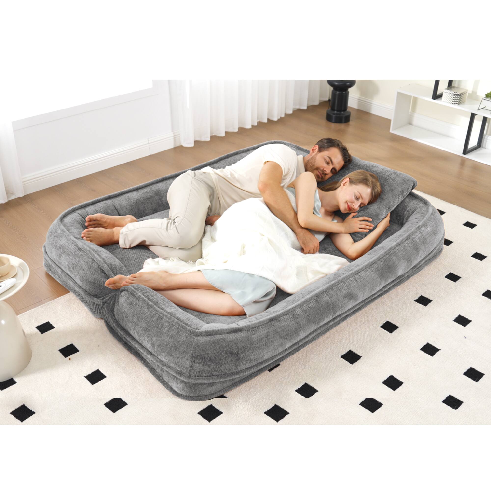 Alt View 6. GOODSILO - Extra Large Convertible Floor Sofa Bed with Adjustable Backrest for Comfortable Lounging and Napping - Light Gray.