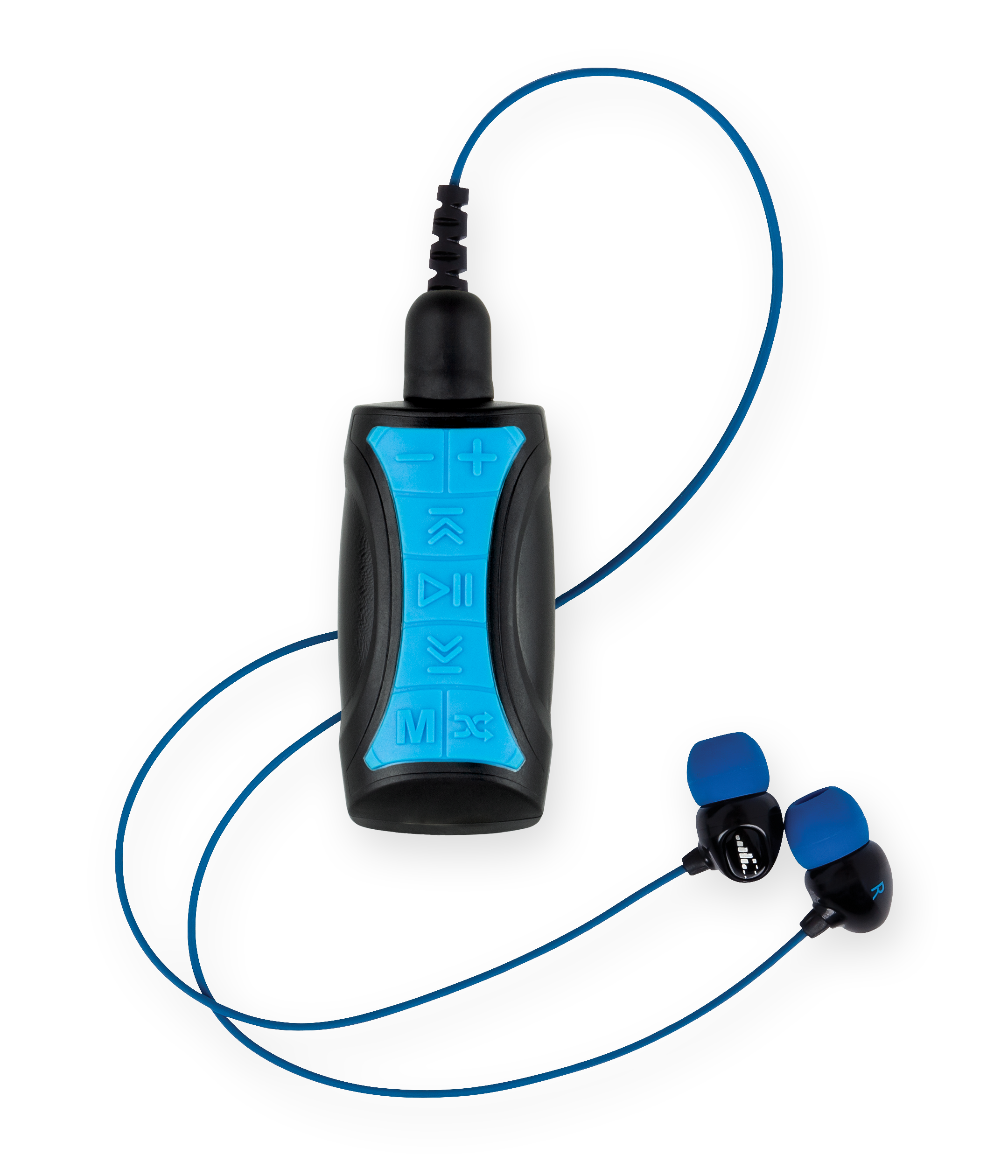 Front. H2O Audio - Stream 3 PRO Waterproof MP3 Player, Bluetooth & Surge S+ Short Cord Headphones - Black/Blue.