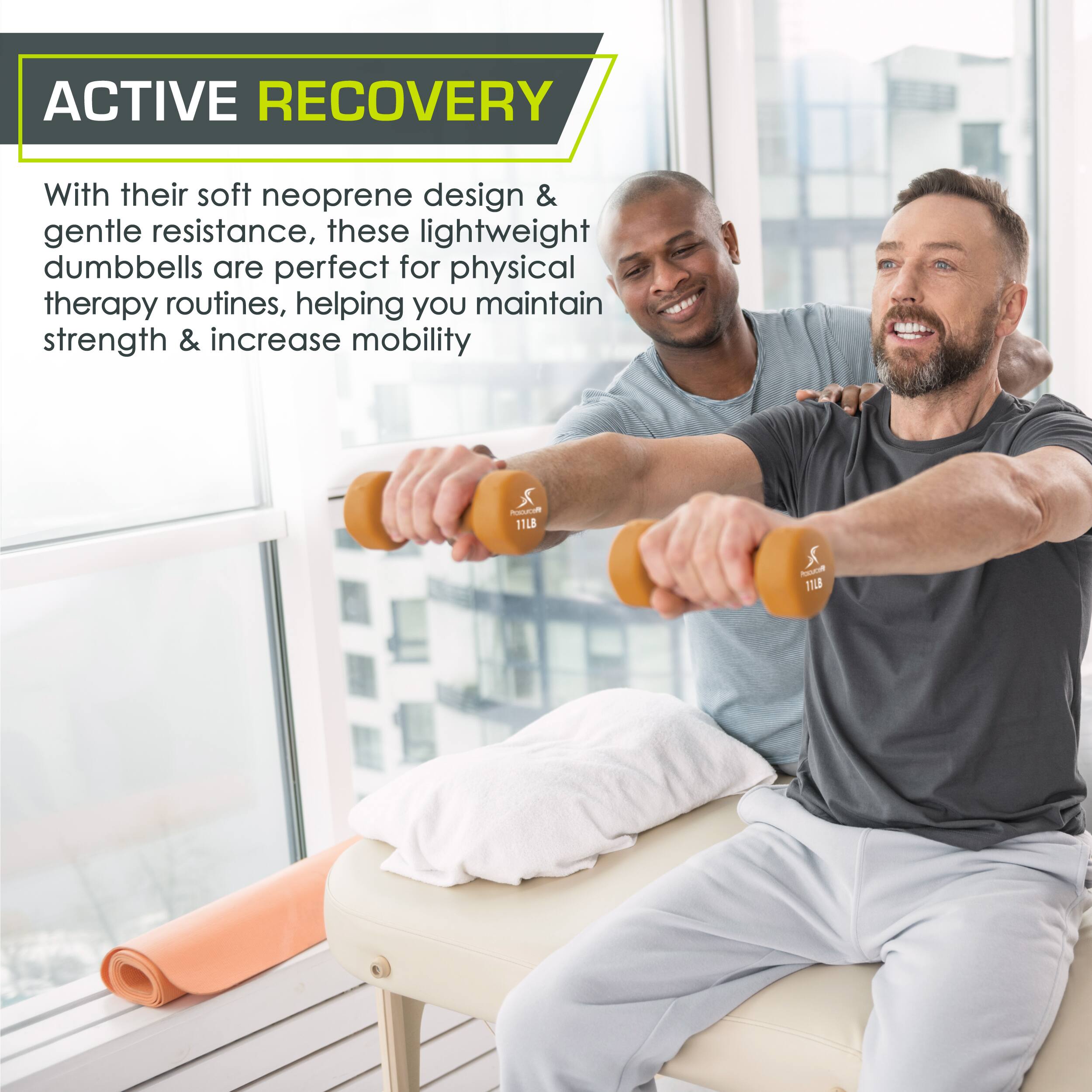 ACTIVE RECOVERY

With their soft neoprene design & gentle resistance, these lightweight dumbbells are perfect for physical therapy routines, helping you maintain strength & increase mobility

R 11L8 X NaR IN