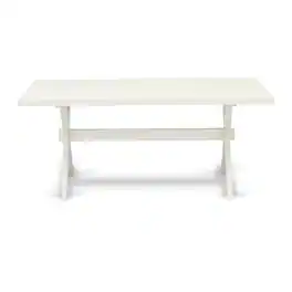 East West Furniture - Dining Table Wire brushed Linen White & Linen White - Brown