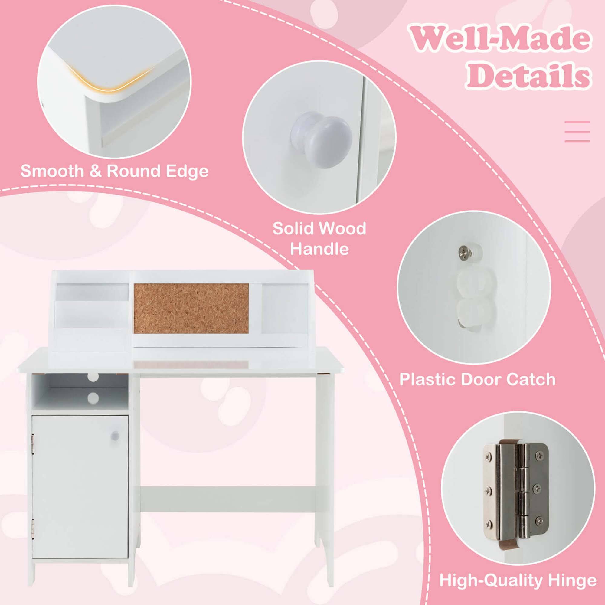 Well-Made Details

- Smooth & Round Edge
- Solid Wood Handle
- Plastic Door Catch
- High-Quality Hinge