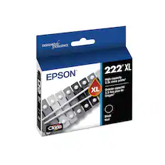 DESIGNED FOR EXCELLENCE
EPSON
222 XL
High-capacity
2.5x more prints*
Grande capacité
2,5 fois plus de tirages*
Black
Noir
Claria