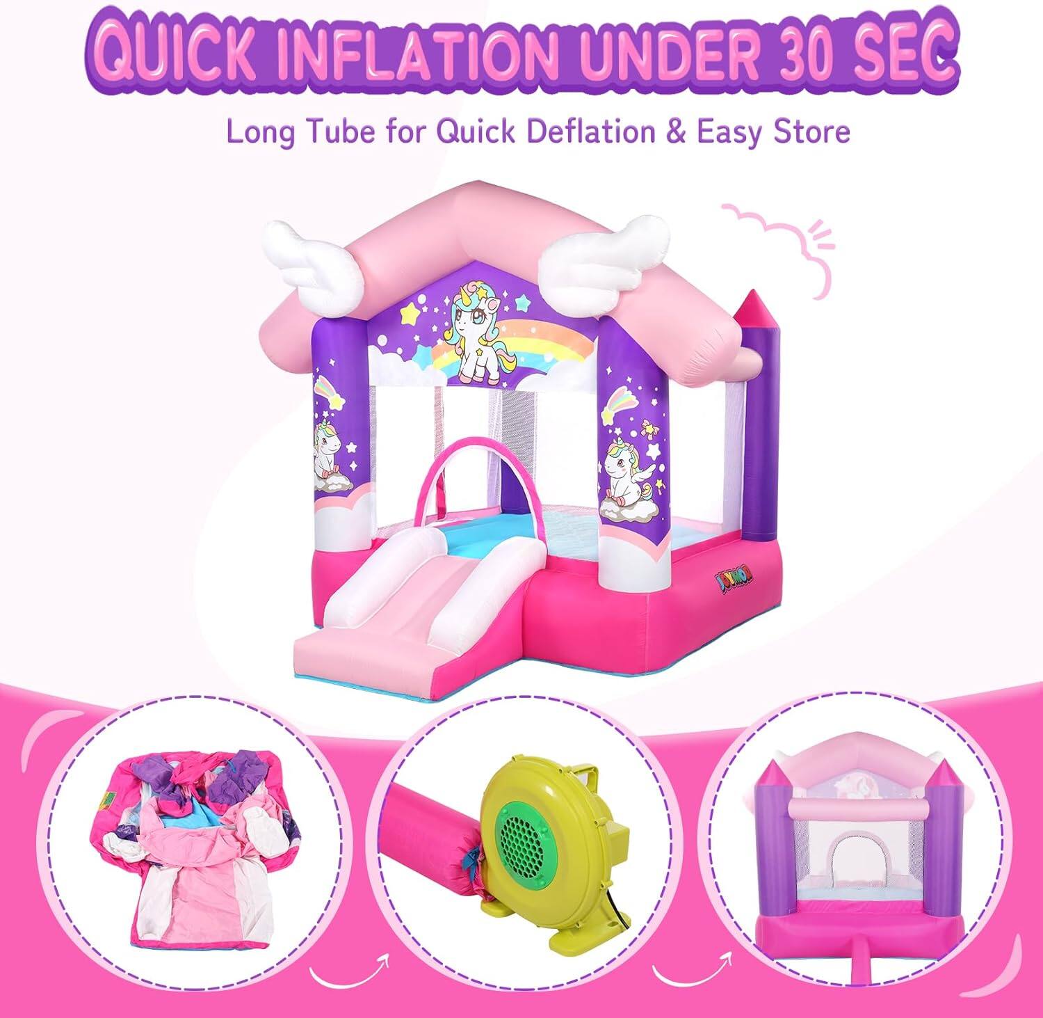 QUICK INFLATION UNDER 30 SEC  
Long Tube for Quick Deflation & Easy Store