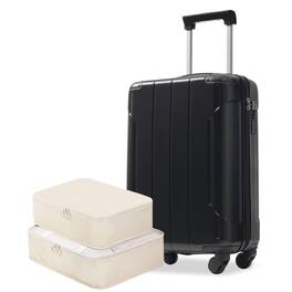 Loheer - 20-Inch Hardshell Carry-On Luggage Lightweight ABS Spinner Suitcase with TSA Lock and Packing Cubes - Black