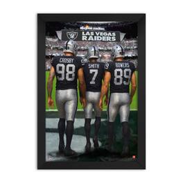 Sporticulture - Geno Smith, Brock Bowers & Maxx Crosby Las Vegas Raiders Framed Three-Player Art Print - Gray