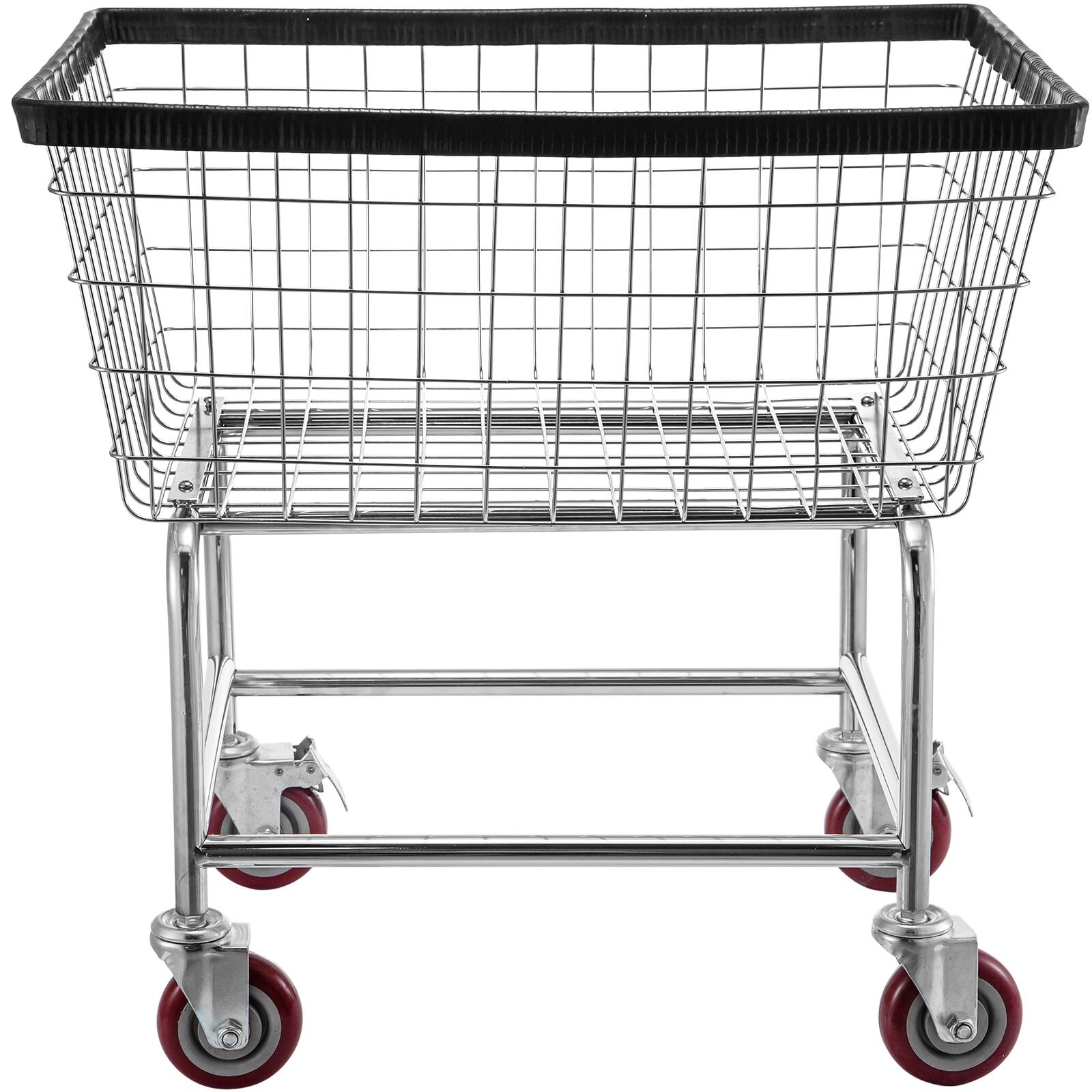 Angle. LOVMOR - 2.5 Bushel Commercial Laundry Basket Cart with Wheels, 21 x 27 x 27.5 in. - Natural.