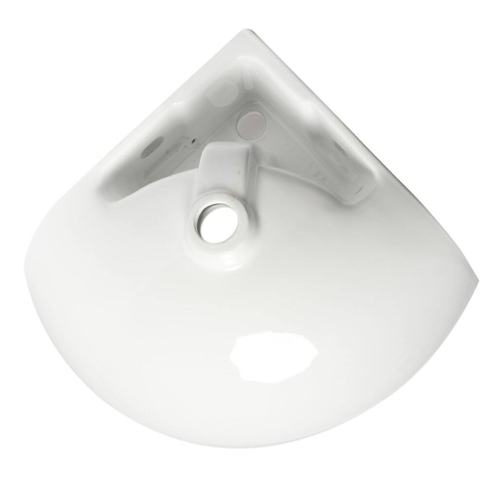 Angle. Alfi - White 22" Corner Wall Mounted Ceramic Sink with Faucet Hole - White.