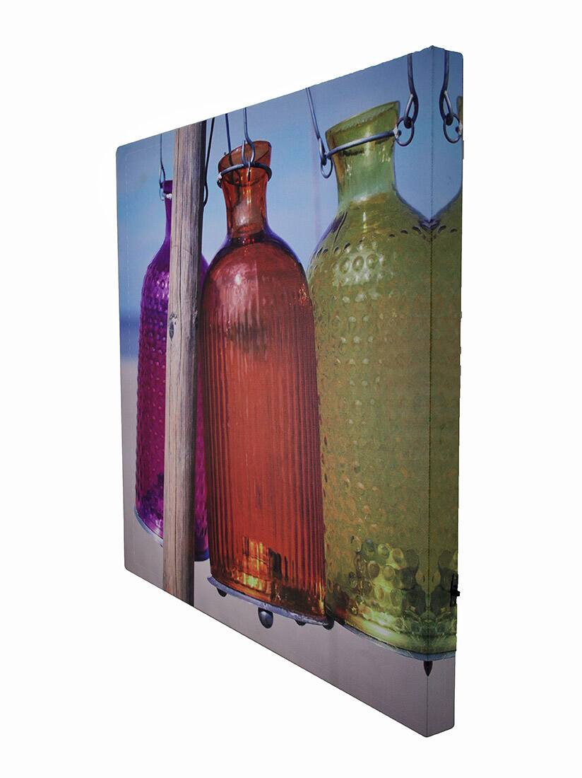 Alt View 1. Zeckos - Beach Lanterns 15 X 15 LED Lighted Canvas Wall Hanging - Multicolored.