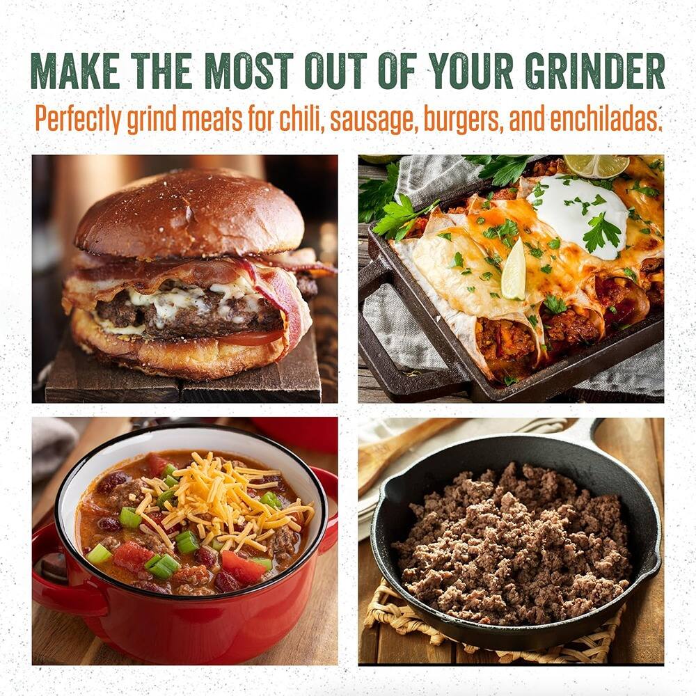 MAKE THE MOST OUT OF YOUR GRINDER

Perfectly grind meats for chili, sausage, burgers, and enchiladas.
