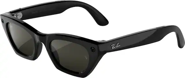 Front. Ray-Ban Meta - (Gen 3) Zena - AI Glasses with Camera - Polarized Green Lenses - Shiny Black.