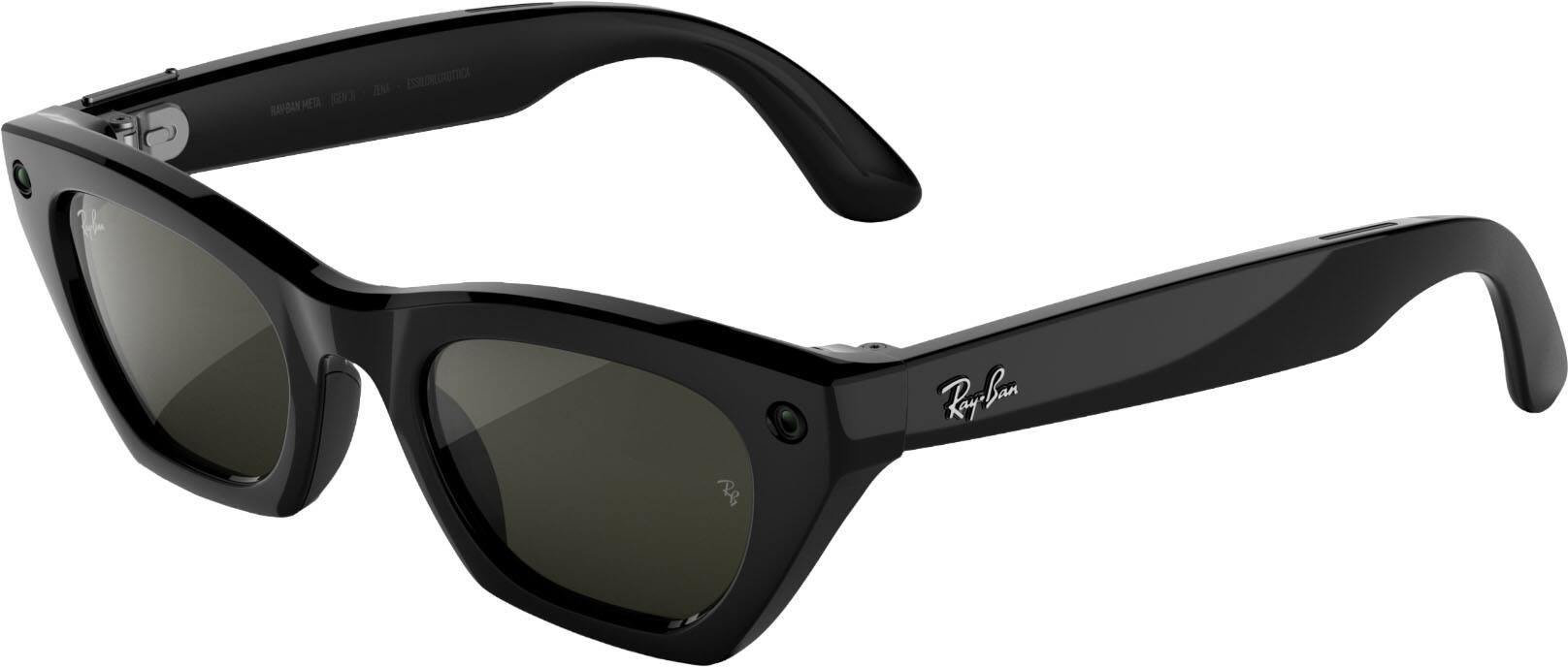 Front. Ray-Ban Meta - (Gen 3) Zena - AI Glasses with Camera - Polarized Green Lenses - Shiny Black.