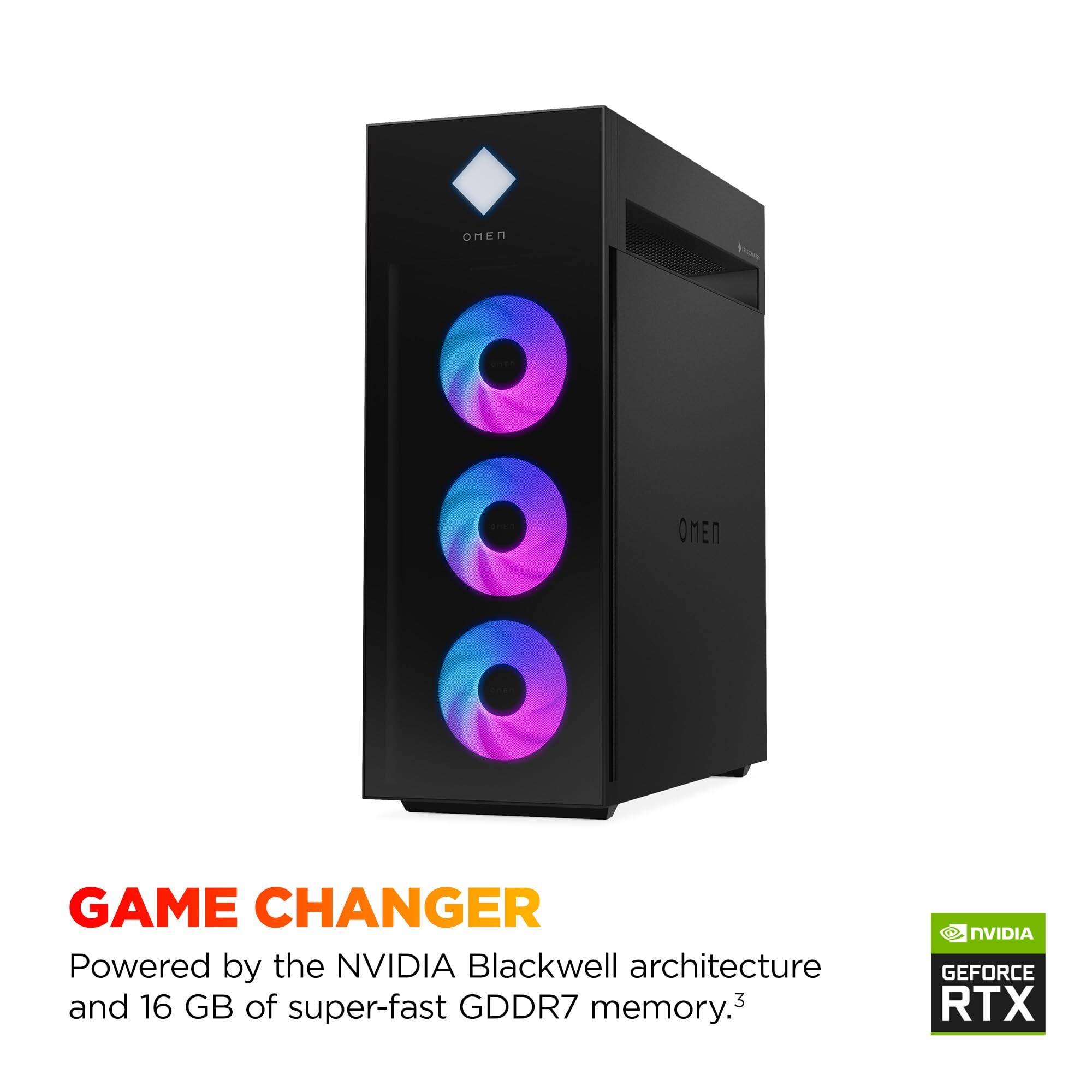 na OMEN GAME CHANGER  
Powered by the NVIDIA Blackwell architecture and 16 GB of super-fast GDDR7 memory.  
3 NVIDIA GEFORCE RTX