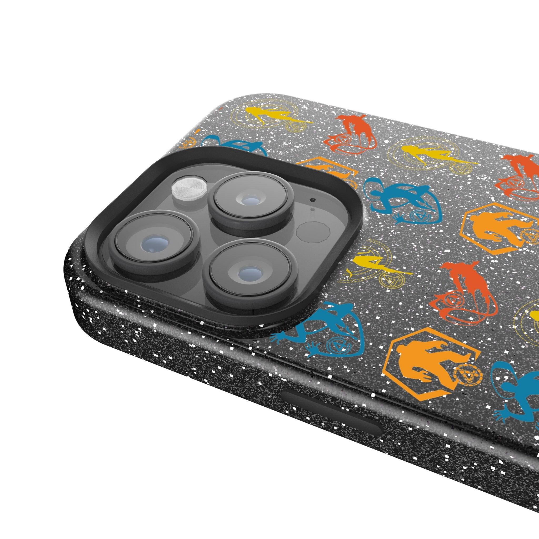 Back. Keyscaper - Marvel Pattern 2 Black Bling Phone Case - Apple iPhone 14 Pro - Fantastic Four.