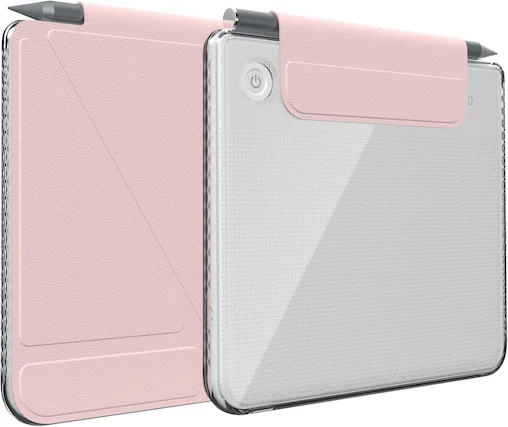 Front. TUDIA - TUDIA M-FLIP Detachable Clear Magnetic Case for Kobo Libra Colour 2024 - Pink - Pink.