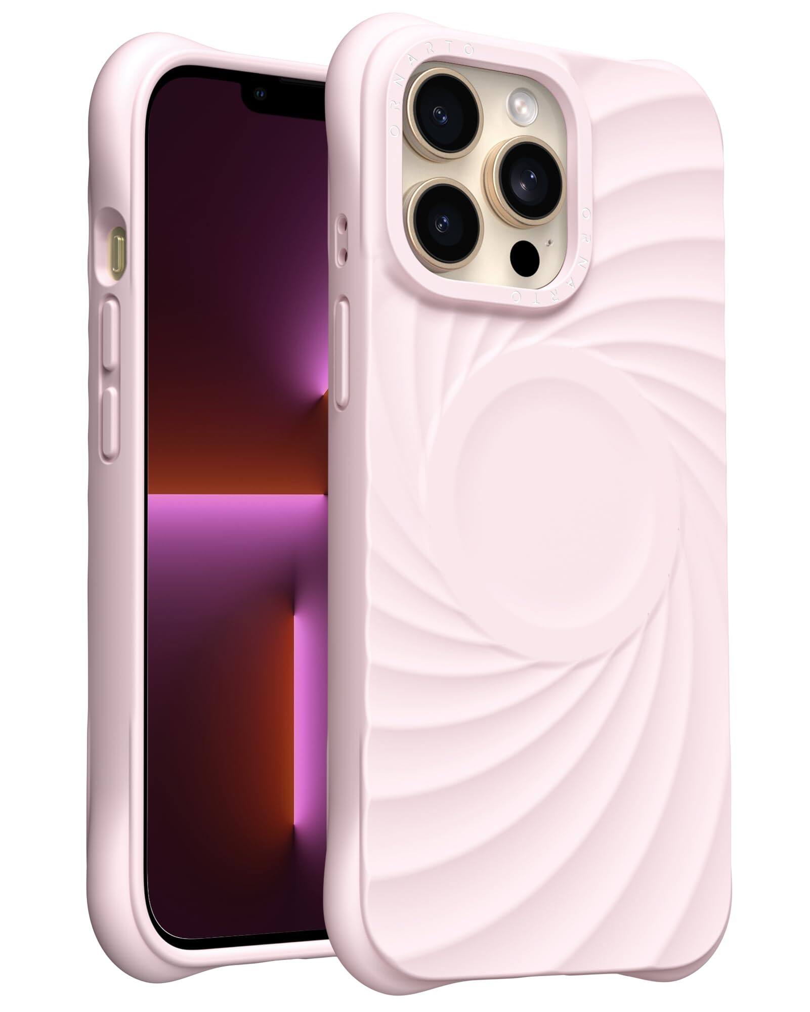 Alt View 1. Ornarto - ORNARTO Vortuxe for iPhone 13 Pro Max Case 6.7" and for AirPods Pro 2 Case in Pink - Pink.