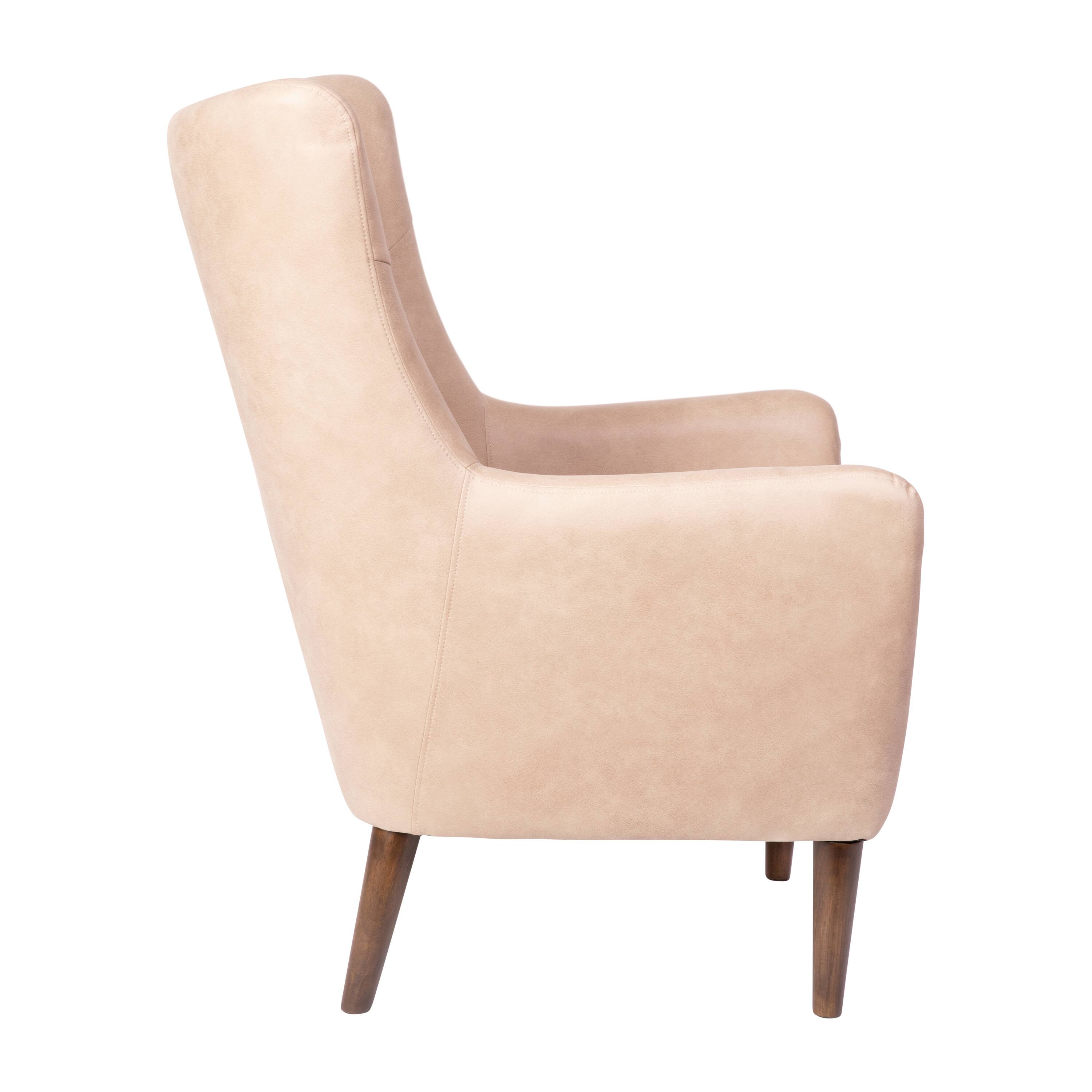 Alt View 8. Emma + Oliver - Kellen Traditional Wingback Accent Chair, Faux Leather Upholstery and Wooden Frame and Legs - Light Brown.