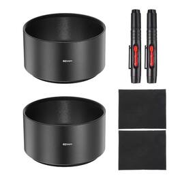 Unique Bargains - 2pcs Lens Hood Shade, 62mm Long-focus Metal Camera Cap Shade with Cleaning Cloth & Pen - Black