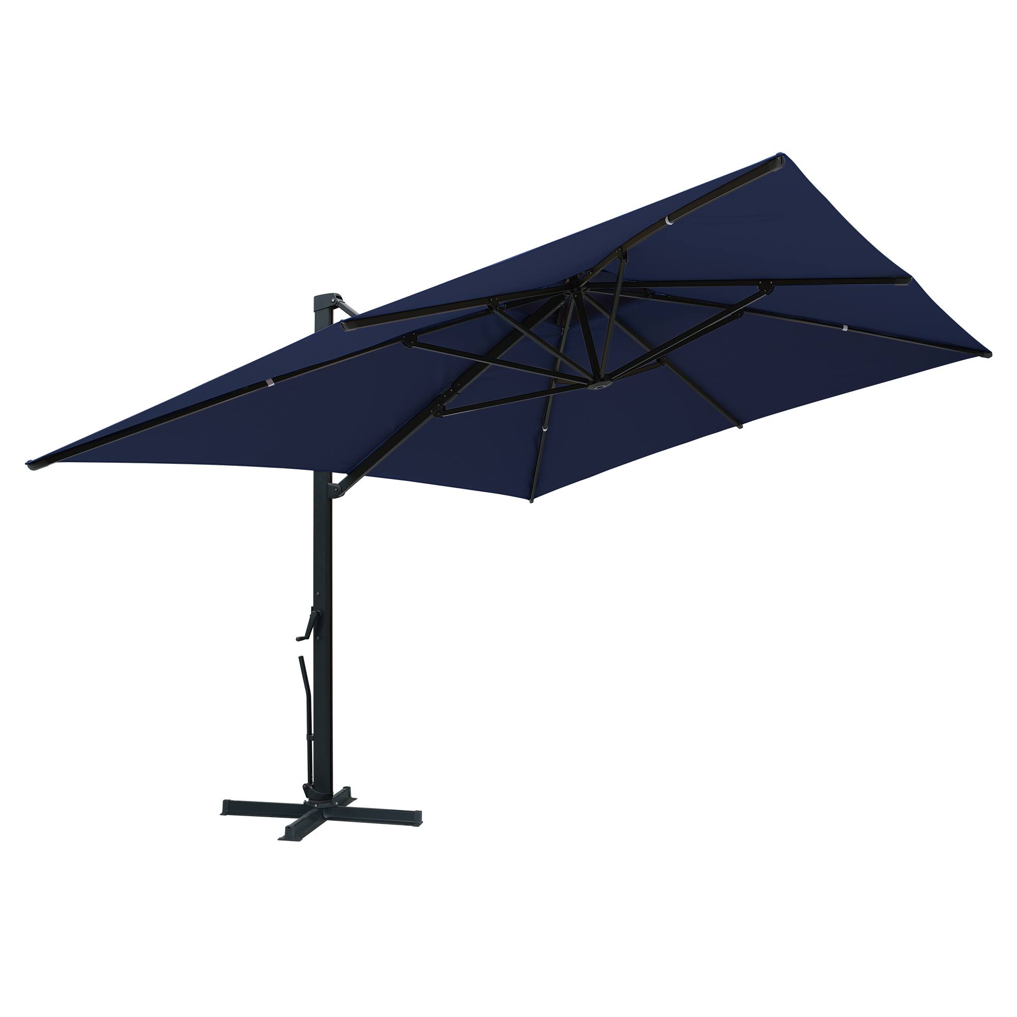 Mondawe - 10x13ft Patio Cantilever Umbrella Large Square Double Top Offset Umbrella - Navy Blue