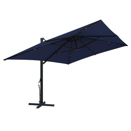 Front. Mondawe - 10x13ft Patio Cantilever Umbrella Large Square Double Top Offset Umbrella - Navy Blue.