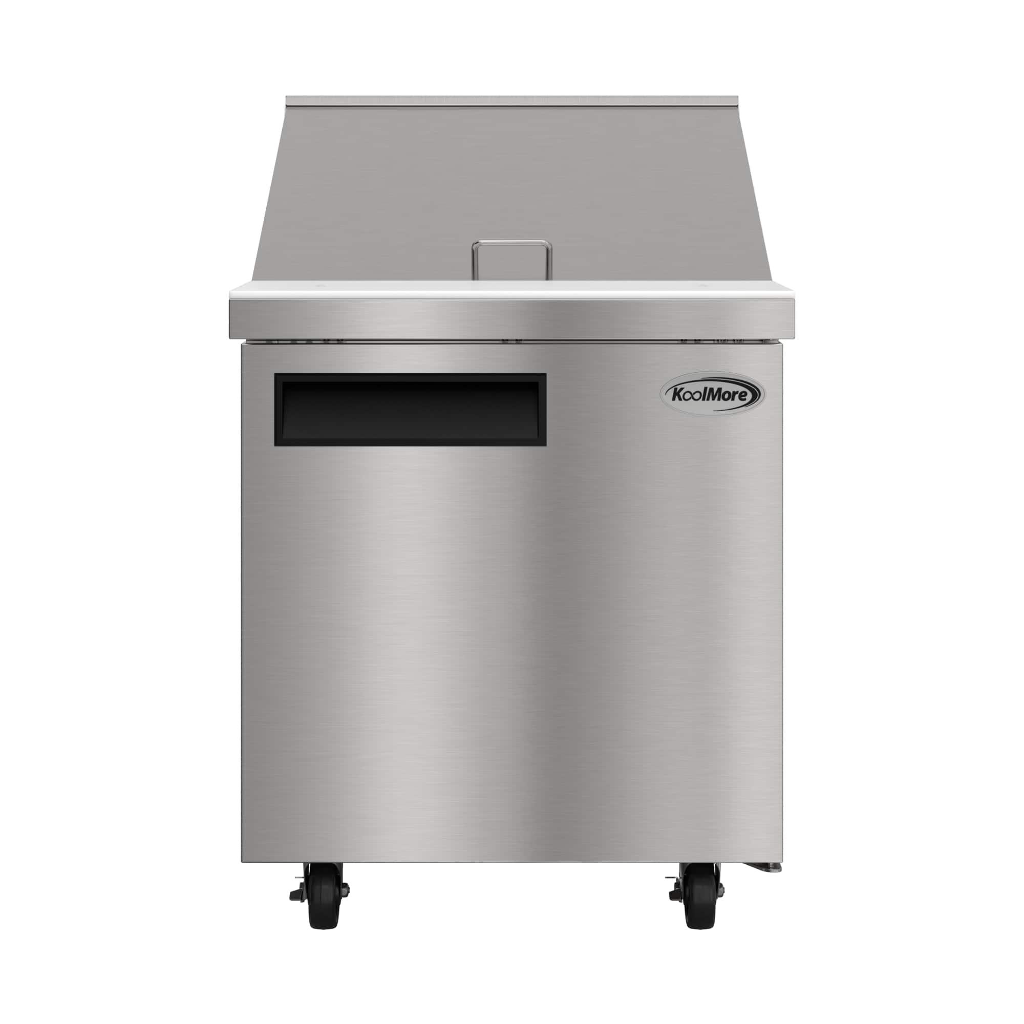 Koolmore - 27 in. Commercial 1-Door Refrigerated Mega Salad and Sandwich Prep Table, 12 Pan Capacity and 7.1 Cu. Ft. of Storage - Stainless Steel
