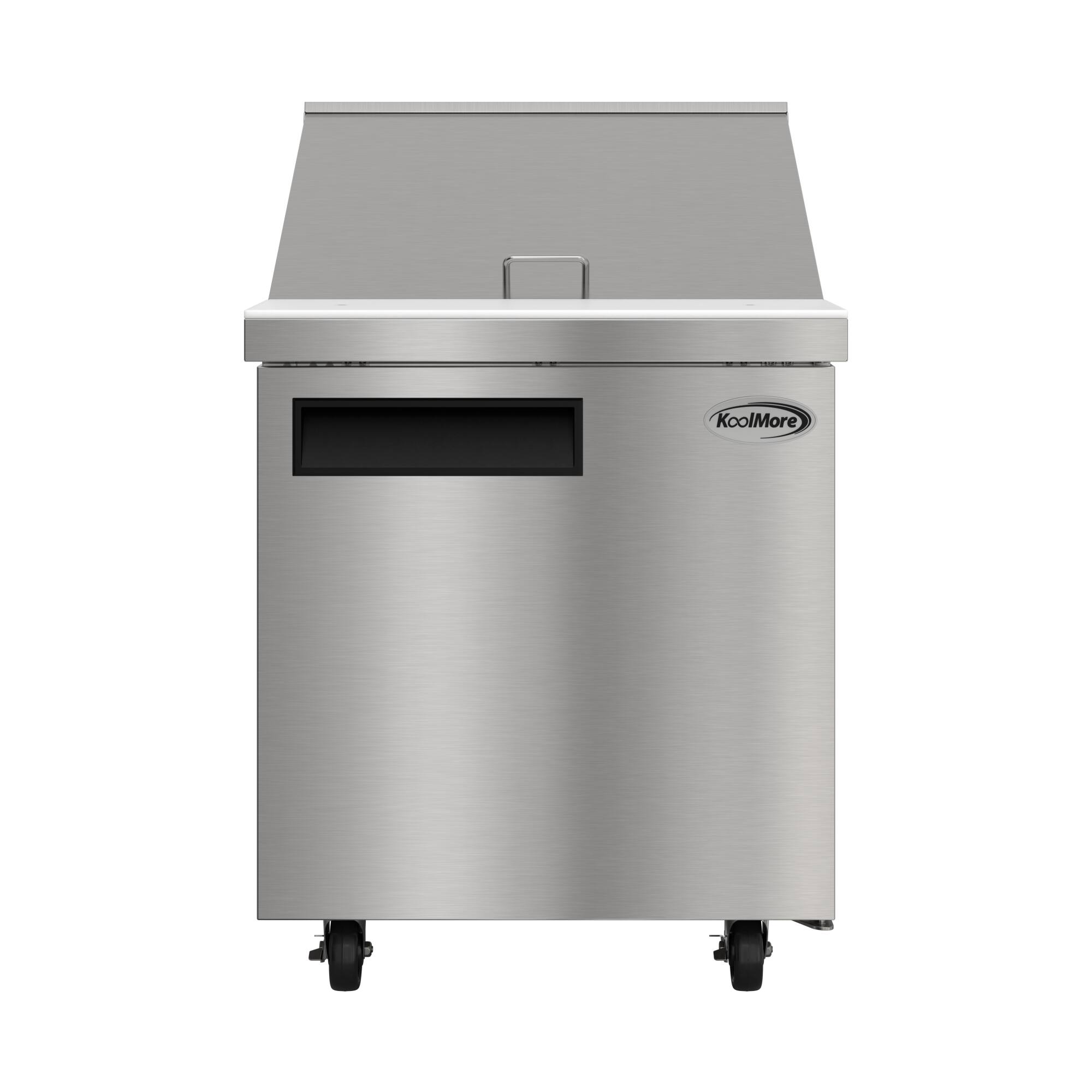 Front. Koolmore - 27 in. Commercial 1-Door Refrigerated Mega Salad and Sandwich Prep Table, 12 Pan Capacity and 7.1 Cu. Ft. of Storage - Stainless steel.