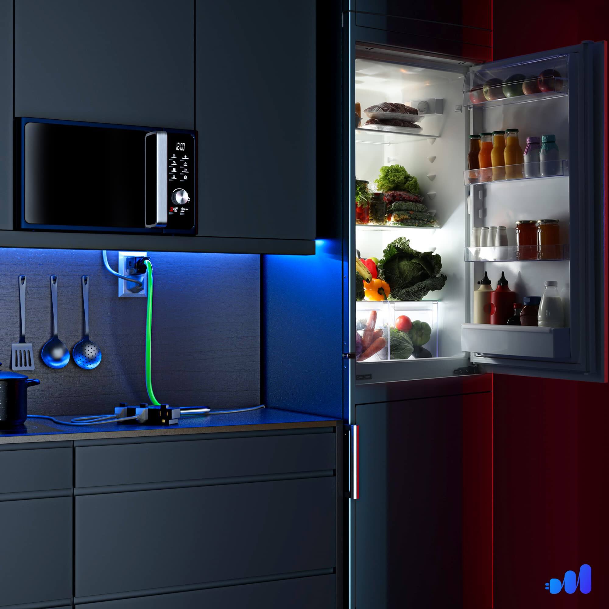 Alt View 5. Maximm - Extension Cord 10 ft, SJTW Extension Cord with Multiple Outlets, 16 Gauge ETL Listed - Black, White and Green.