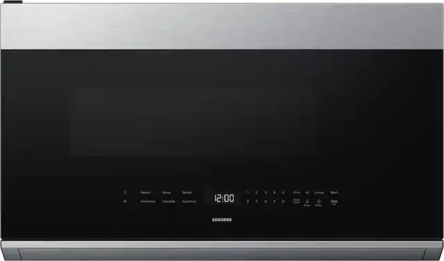 Popcorn Sensor Cook
Reheat Auto Cook
Defrost Keep Warm
12:00
1 2 3 4 5
6 7 8 9 0
*30sec Power Level
OK Turntable Start
Stop
SAMSUNG