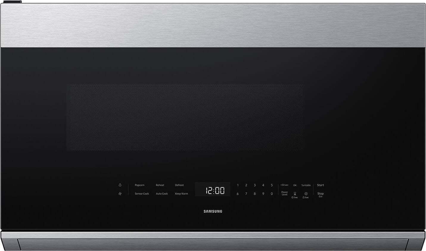 Popcorn Sensor Cook  
Reheat Auto Cook  
Defrost Keep Warm  

12:00  

1 2 3 4 5  
6 7 8 9 0  

*30sec Power Level  

OK Turntable Start  
Stop  

SAMSUNG