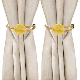Unique Bargains - Premium 2pcs Rope Curtain Tiebacks with Buckle Decorative Holders for Home Office Thin Sheer Window Curtains - Golden yellow