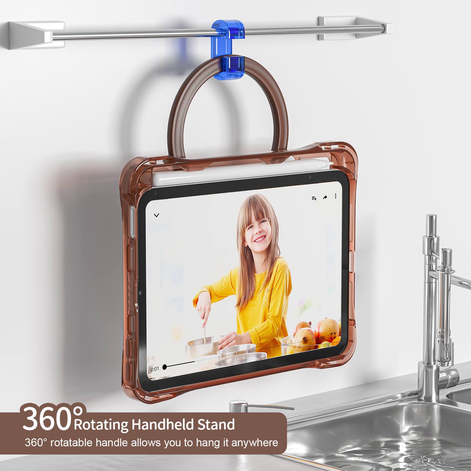 360° Rotating Handheld Stand  
360° rotatable handle allows you to hang it anywhere